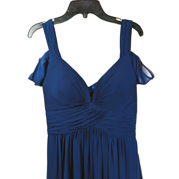 Women Bariano Australia Long Dress Navy Blue Formal Gown Slit Bridesmaid Size XS - Picture 11 of 16